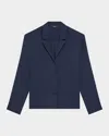 Theory Modern Silk Georgette Lapel-collar Blouse In Nctrn Way