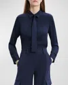 Theory Button-up Silk Shirt With Necktie In Nctrn Way