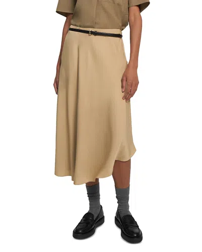 Theory Modern Silk Georgette Skirt In Wheat