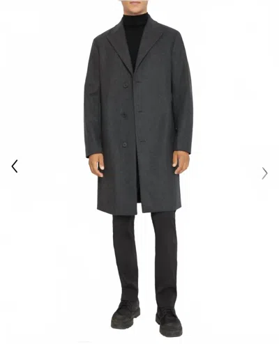 Theory Monroe Wool Melton Coat In Grey Melange In Black