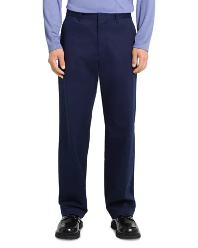 Theory Moonsoft Cotton Blend Straight Fit Chinos In Blue