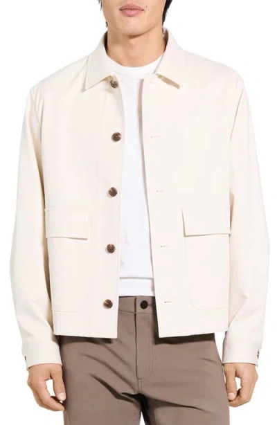 Theory Moonsoft Cotton Twill Button-up Shirt Jacket In White