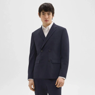 Theory Morton Double-breasted Blazer In Stretch Wool In Navy