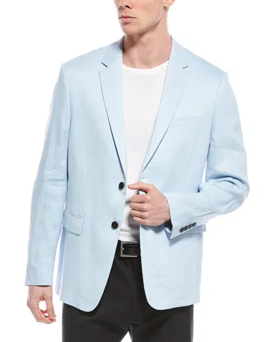 Theory Morton Linen-blend Blazer In Blue