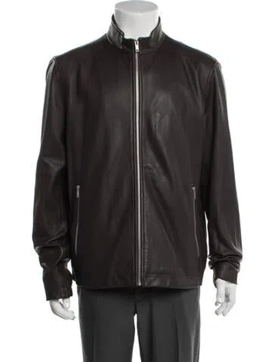 Pre-owned Theory Moto Jacket In Brown
