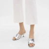 Theory Mule Sandal In Metallic Leather In Silver