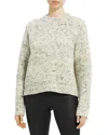 Theory Boxy Mock-neck Speckled Knit Top In Evergreen Multi