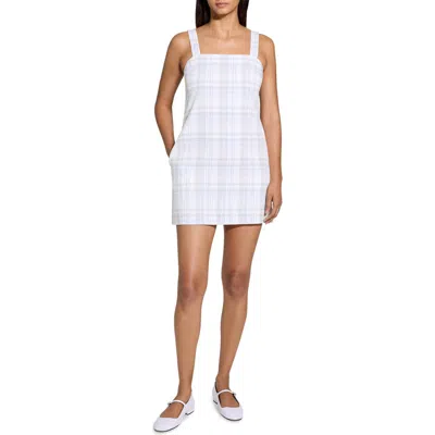 THEORY THEORY MUTED PLAID COTTON & LINEN MINIDRESS
