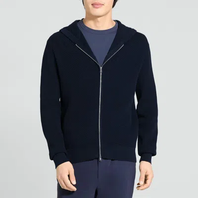 Theory Walton Full Zip Sweater In Tactile Cotton In Blue