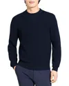 Theory Myhlo Long Sleeve Crewneck In Tactile Cotton New Dark Vapor Sweater In Blue