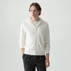 Theory Myhlo Perforated Waffle Cotton Zip Hoodie In White