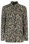 Theory Straight Leopard-print Long-sleeve Shirt In E Beige Multi
