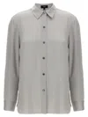 Theory Straight Shirt With Buttoned Cuffs And Pleated Back In Gray