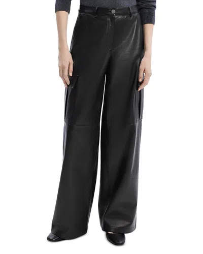 Theory Nappa Leather Cargo Pants In Black