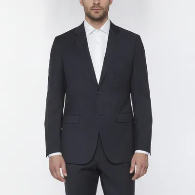 Pre-owned Theory Navy Blue Check Wool Single Breasted Blazer L