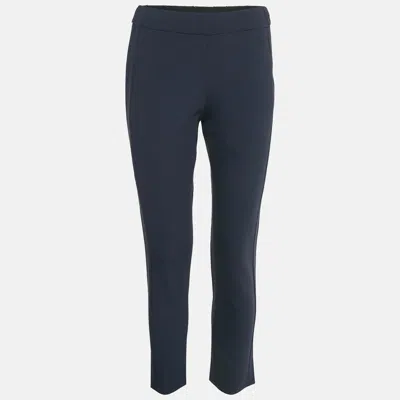 Pre-owned Theory Navy Blue Crepe Trousers Xs