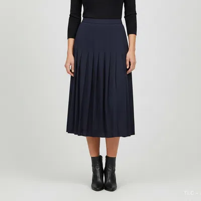 Pre-owned Theory Navy Blue Stretch Silk Pleated Mini Skirt S