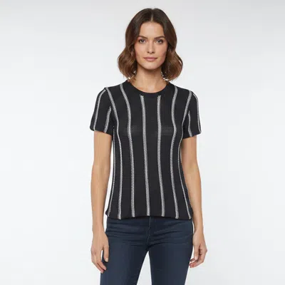 Pre-owned Theory Navy Blue Striped Knit Short Sleeve Top S
