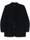 Theory Navy Blue Wool Cashmere Blazer In Black