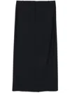 Theory Navy Blue Wool Twill Midi Skirt In Black