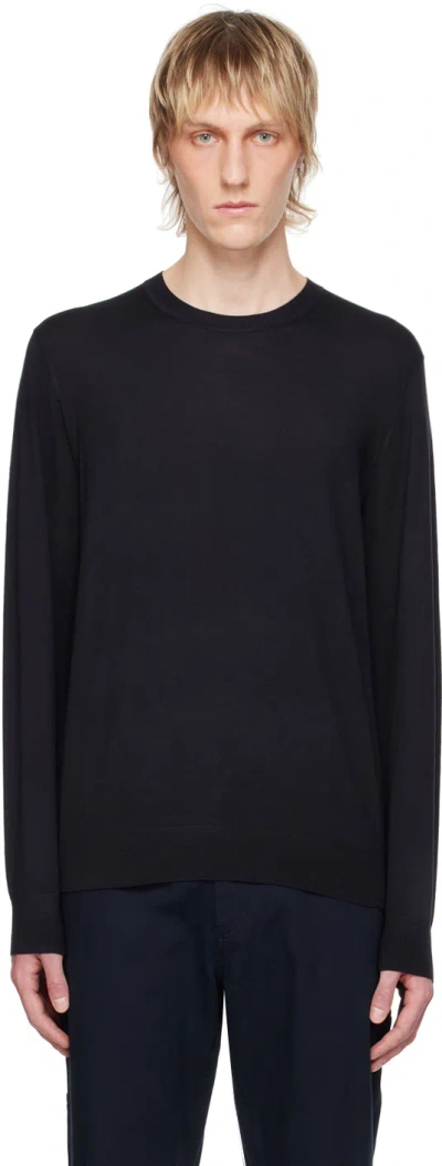 Theory Wool Knit Crewneck Sweater In Navy
