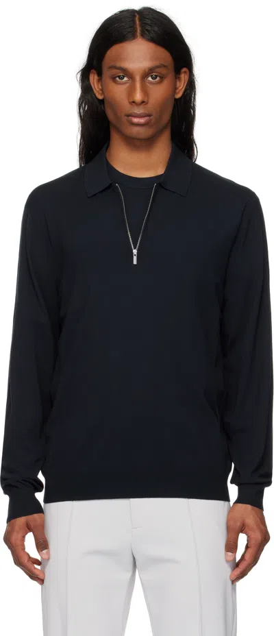 Theory Navy Quarter-zip Polo