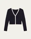 Theory Tipped Cardigan In Navy/ivor