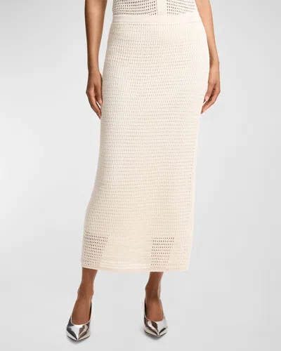 Theory Mesh Knit Midi Skirt In Bone