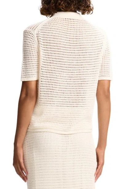 Theory Neo Open Stitch Linen Blend Mesh Cardigan In Bone