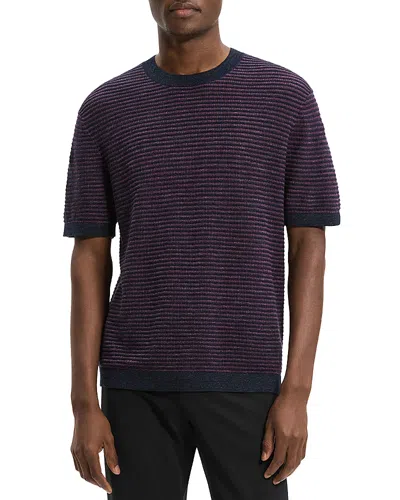 Theory Neo Pacific Linen Stripe T-shirt In Purple
