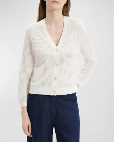 Theory Neo Sag Harbor Cropped Cardigan In White