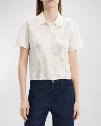 Theory Neo Sag Harbor Cropped Short-sleeve Polo Shirt In Neutral