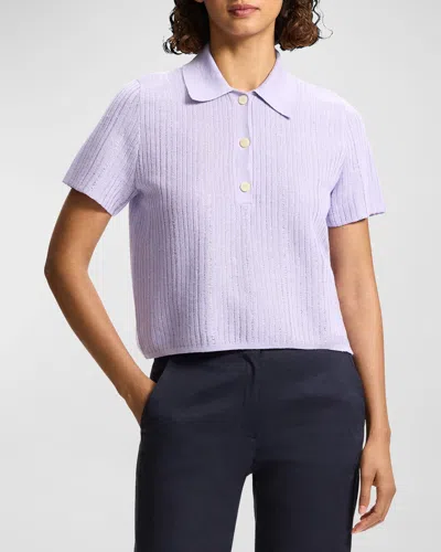 Theory Neo Sag Harbor Cropped Short-sleeve Polo Shirt In Soft Iris
