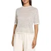 Theory Neo Sag Harbor Stripe Linen Blend Boyfriend T-shirt In Beige