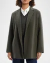 Theory Open Front Wool Blend Blazer In Hunter Green Melange