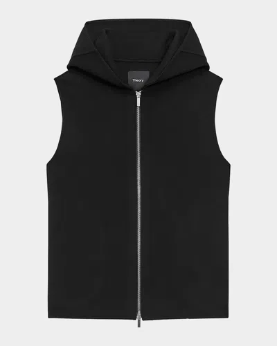 Theory New Divide Wool Hooded Vest In Blk