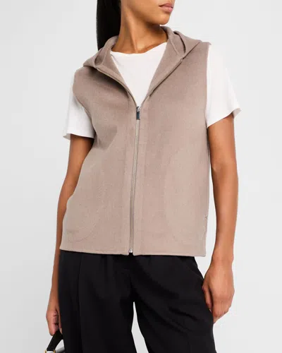 Theory New Divide Wool Hooded Vest In Cinder Melange