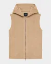 Theory Hooded Zip-up Vest In Double-face Wool-cashmere In New Cml