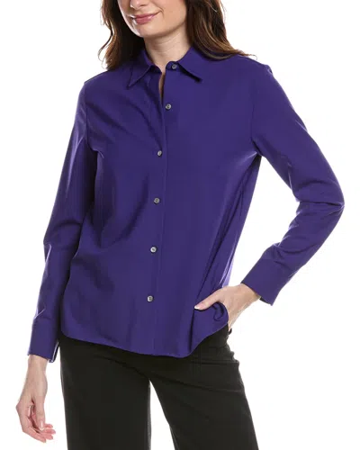 Theory New Straight Wool-blend Shirt In Blue