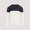THEORY NOCTURNE NAVY BLUE LINEN COLOR BLOCK SWEATER