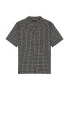 Theory Noll Gemometric Cotton Camp Shirt In Multi