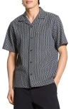 Theory Noll Gemometric Cotton Camp Shirt In Black