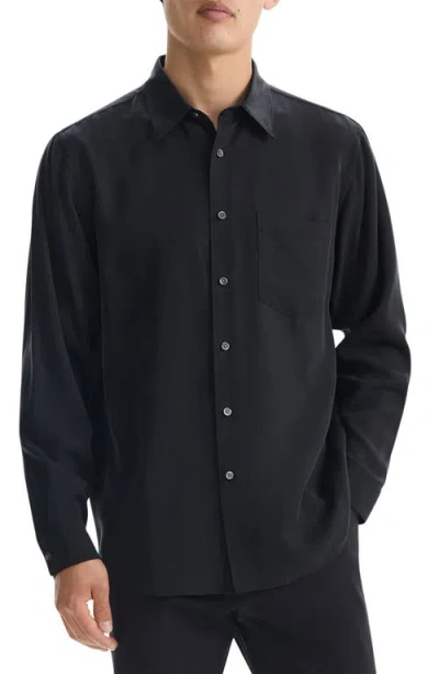 Theory Noll Np.fluid Long Sleeve Button-up Shirt In Black - 001