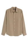 Theory Rammy Poplin Button-up Shirt In Taupe - Qe0