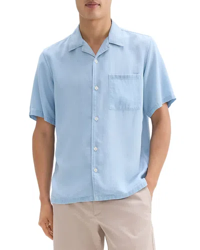 THEORY NOLL SHORT SLEEVE CAMP COLLAR IN DRAPE LYOCELL
