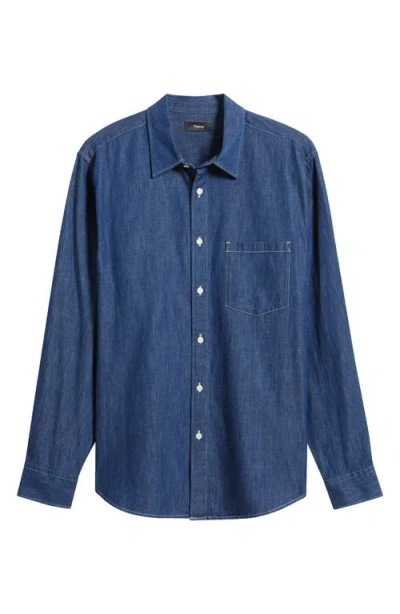 Theory Noll Serge Light Denim Button-up Shirt In Light Indigo - G1w