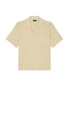 Theory Noll Short Sleeve Camp Shirt In Neutral