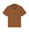 Theory Noll Short Sleeve Shirt In Brown
