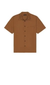 Theory Noll Short Sleeve Shirt In Brown