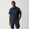 Theory Noll Short-sleeve Shirt In Kelso Nylon In Baltic